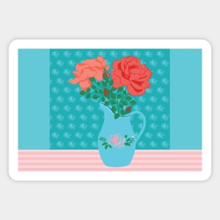 Vase Roses Floral Bouquet Sticker